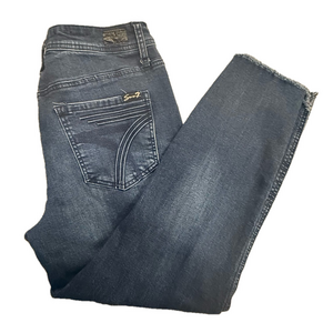 Seven7 High Rise Ankle Skinny jeans size 12 stretch raw hem